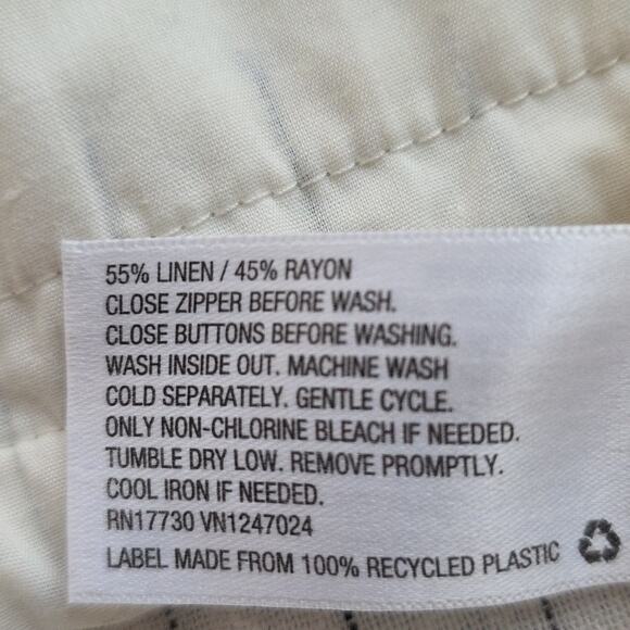 Womens Sz 16 Ivory Linen Blend High-Waisted Gauzy Wide Leg Striped Beachy Pants - Picture 10 of 10